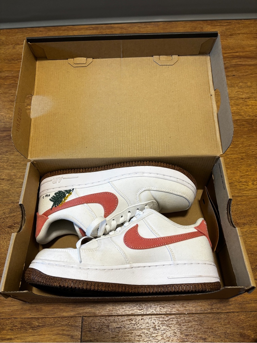 Nike White Air Force 1s cloth Catechu